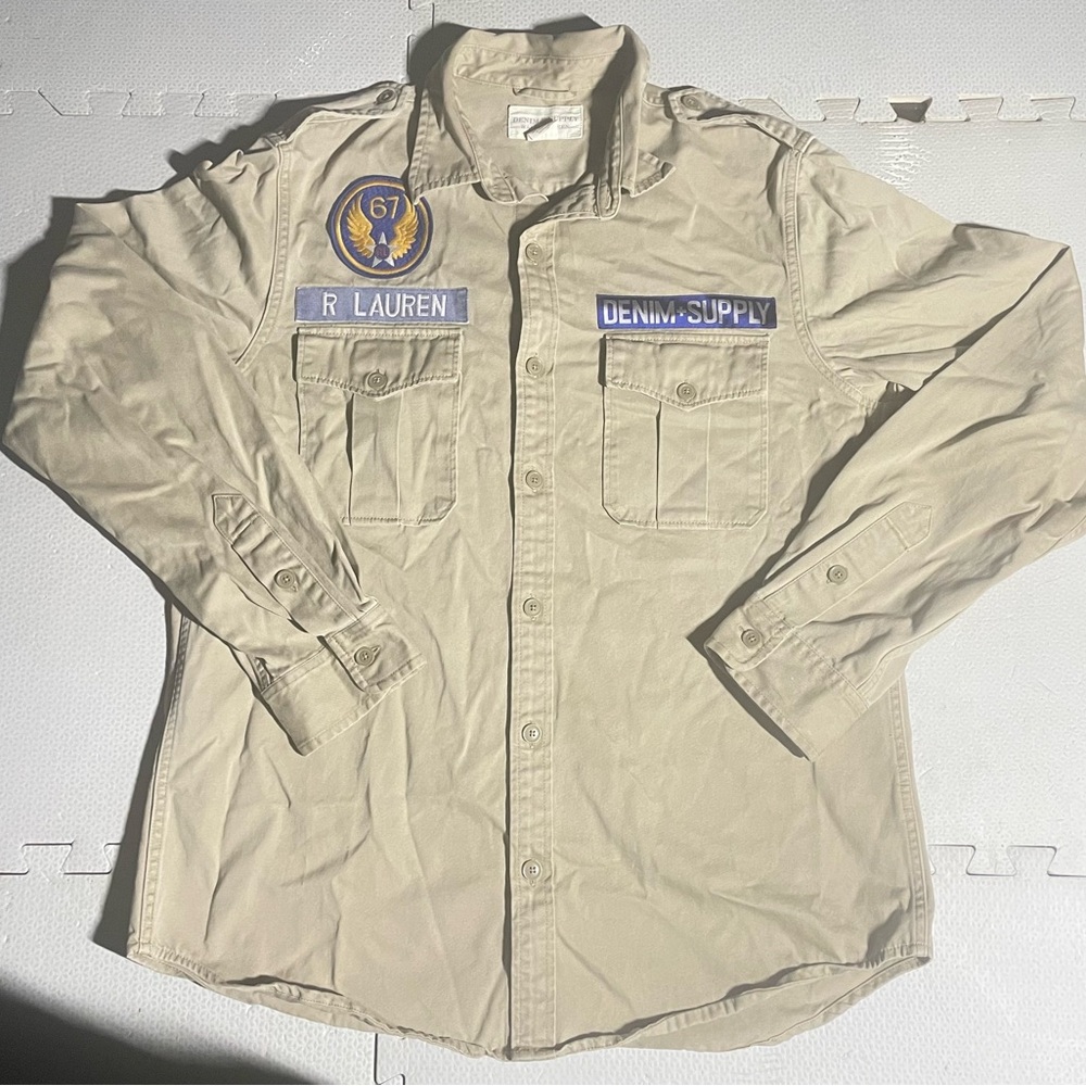 Denim & Supply Ralph Lauren Tan Military-Style Button Shirt Jacket